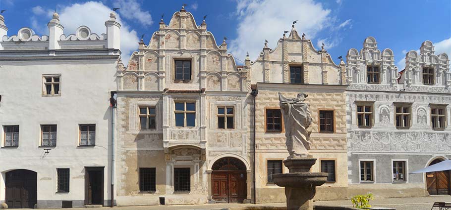 Renaissancefassade von Häusern in Slavonice